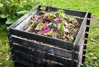 A large outdoor compost heap